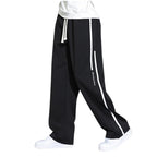 Baggy Pantaloni da jogging da uomo, dritti con strisce laterali, Y2k, alla moda, per skateboard, casual, semplici, pantaloni chino con elastico in vita, leggeri e larghi