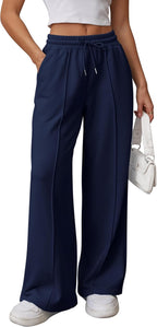 Pantaloni Tuta Donna Larghi Lunghi con Tasche e Coulisse Pantaloni Donna Jogging Autunno con Elastico in Vita Tinta Unita Casual Yoga Sweatpants Baggy