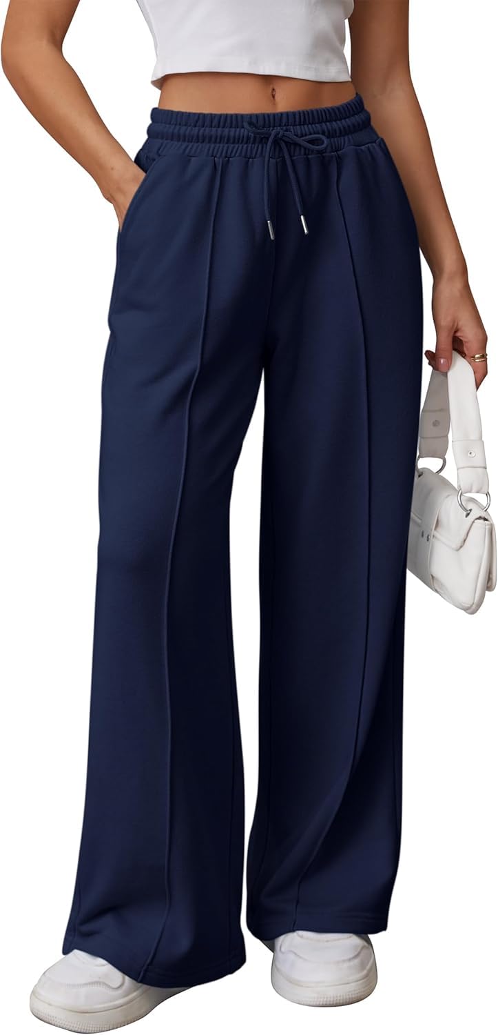 Pantaloni Tuta Donna Larghi Lunghi con Tasche e Coulisse Pantaloni Donna Jogging Autunno con Elastico in Vita Tinta Unita Casual Yoga Sweatpants Baggy