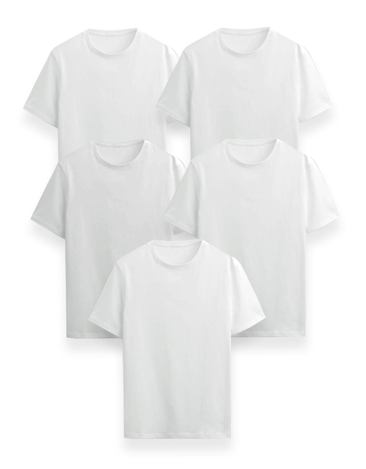 Generico T-Shirt Easy Fit, Pacco da 5 Magliette Uomo, Maniche Corte, 100% Cotone, vestibilità Regular, Unisex, Casual - Palestra - Sportivo - Urban