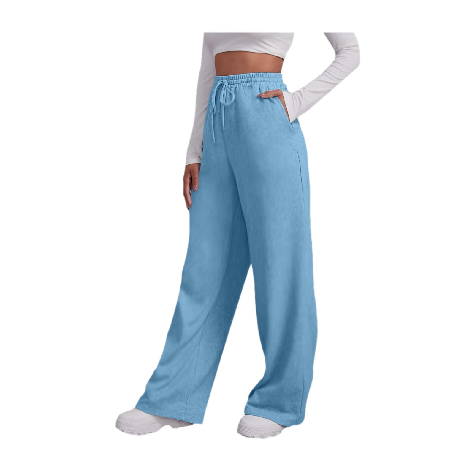 Pantaloni sportivi da donna in cotone lunghi Pantaloni della tuta con tasca Elastici Cordoncino Joggers per il tempo libero Corsa Jogging Fitness