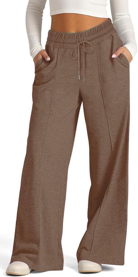 Pantaloni Tuta Donna Larghi Lunghi con Tasche e Coulisse Pantaloni Donna Jogging Autunno con Elastico in Vita Tinta Unita Casual Yoga Sweatpants Baggy