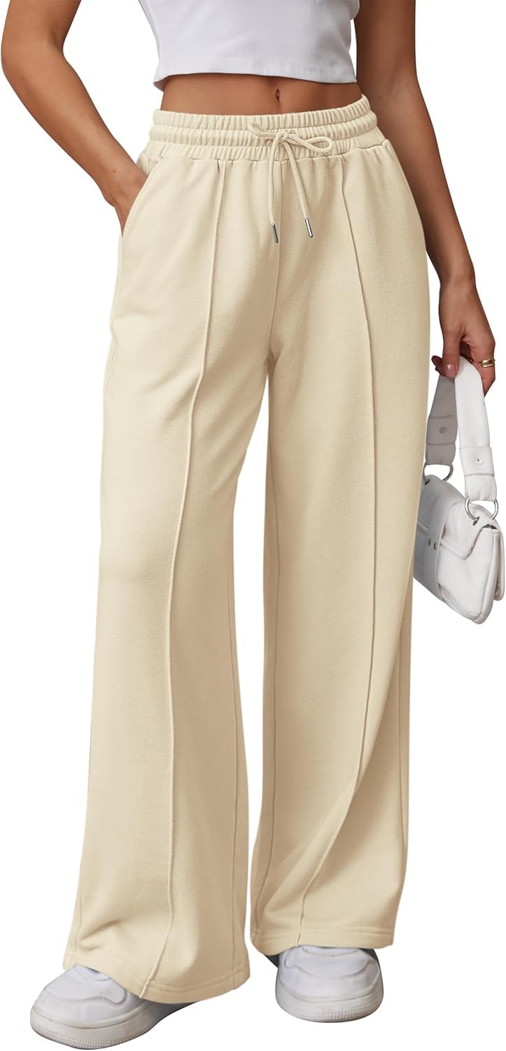 Pantaloni Tuta Donna Larghi Lunghi con Tasche e Coulisse Pantaloni Donna Jogging Autunno con Elastico in Vita Tinta Unita Casual Yoga Sweatpants Baggy