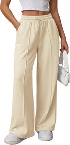 Pantaloni Tuta Donna Larghi Lunghi con Tasche e Coulisse Pantaloni Donna Jogging Autunno con Elastico in Vita Tinta Unita Casual Yoga Sweatpants Baggy