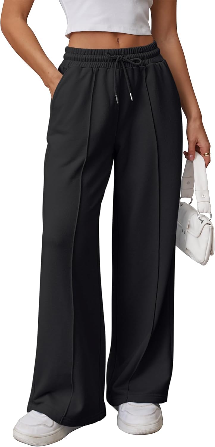 Pantaloni Tuta Donna Larghi Lunghi con Tasche e Coulisse Pantaloni Donna Jogging Autunno con Elastico in Vita Tinta Unita Casual Yoga Sweatpants Baggy