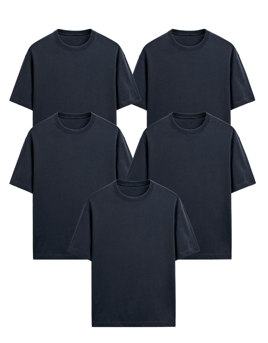 Generico T-Shirt Easy Fit, Pacco da 5 Magliette Uomo, Maniche Corte, 100% Cotone, vestibilità Regular, Unisex, Casual - Palestra - Sportivo - Urban