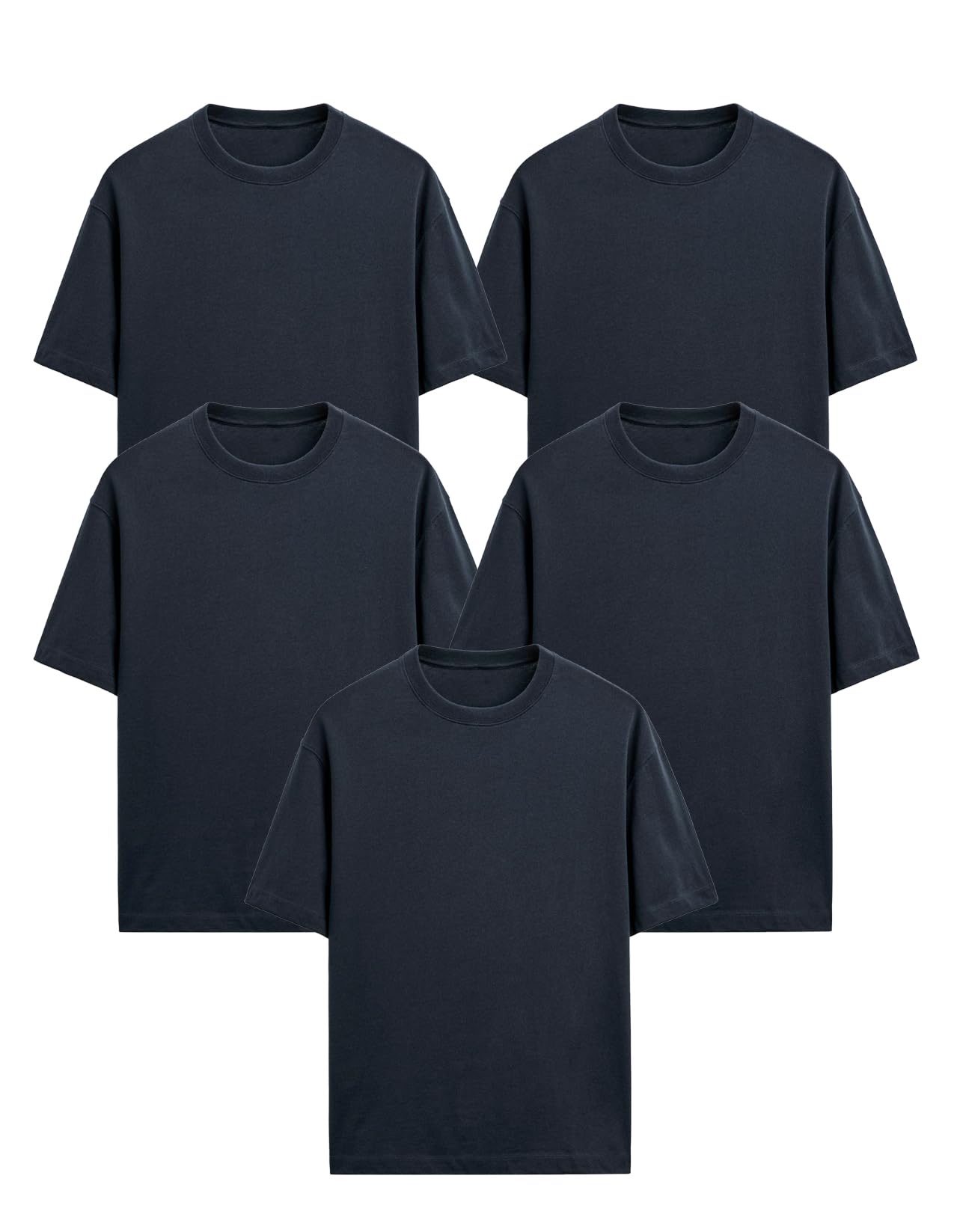 Generico T-Shirt Easy Fit, Pacco da 5 Magliette Uomo, Maniche Corte, 100% Cotone, vestibilità Regular, Unisex, Casual - Palestra - Sportivo - Urban