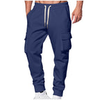 Pantaloni aderenti spessi Pantaloni Cargo da lavoro da uomo Pantaloni invernali con tasche Pantaloni da jogging con coulisse Casual e semplice tinta unita