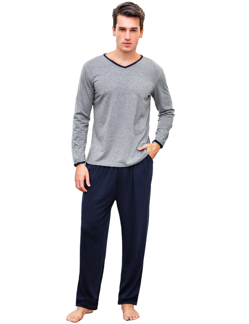 Sykooria Pigiama Uomo Invernali Pigiama Uomo Cotone Lungo Set Pigiama Caldo Pigiami da Uomo S-4XL