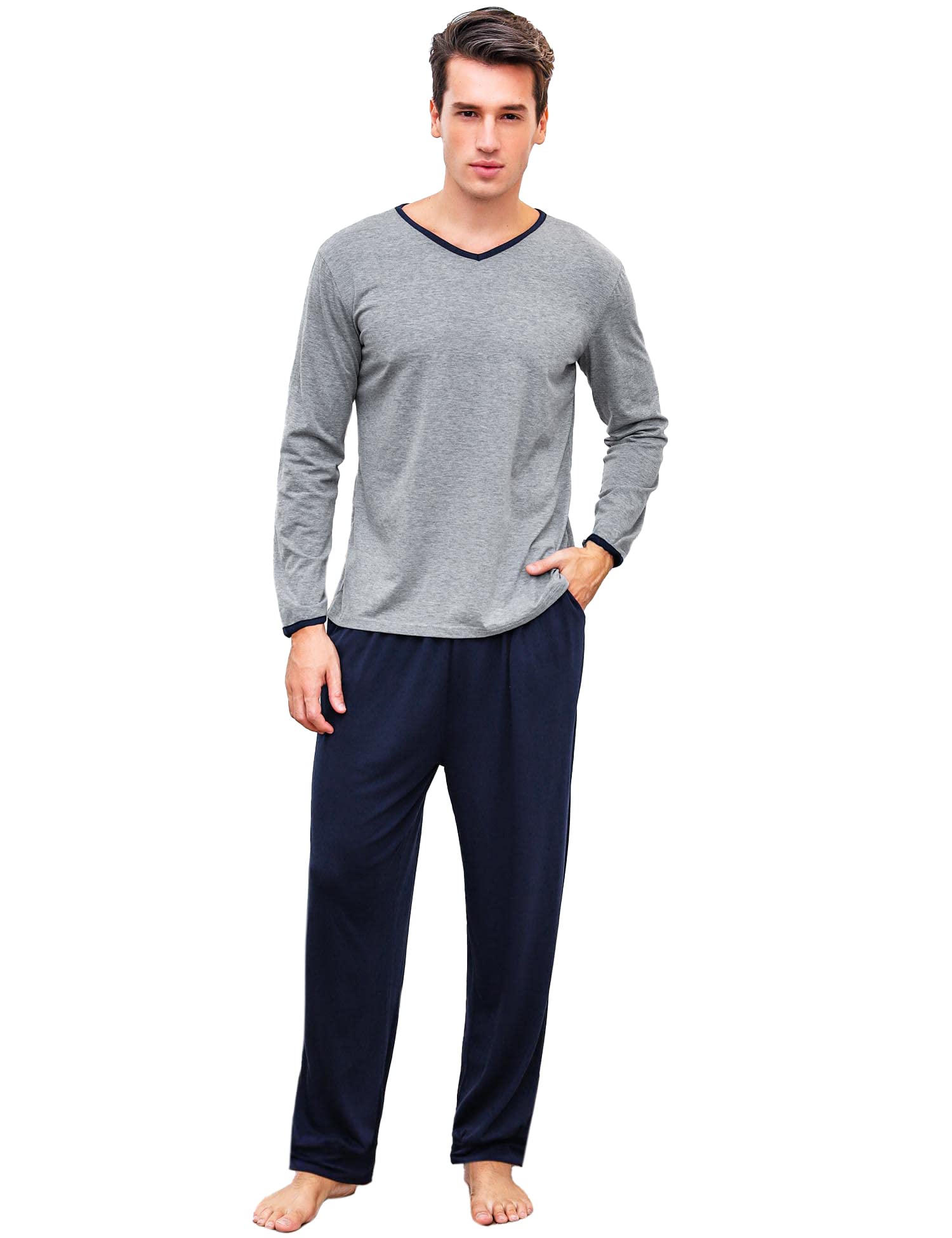 Sykooria Pigiama Uomo Invernali Pigiama Uomo Cotone Lungo Set Pigiama Caldo Pigiami da Uomo S-4XL