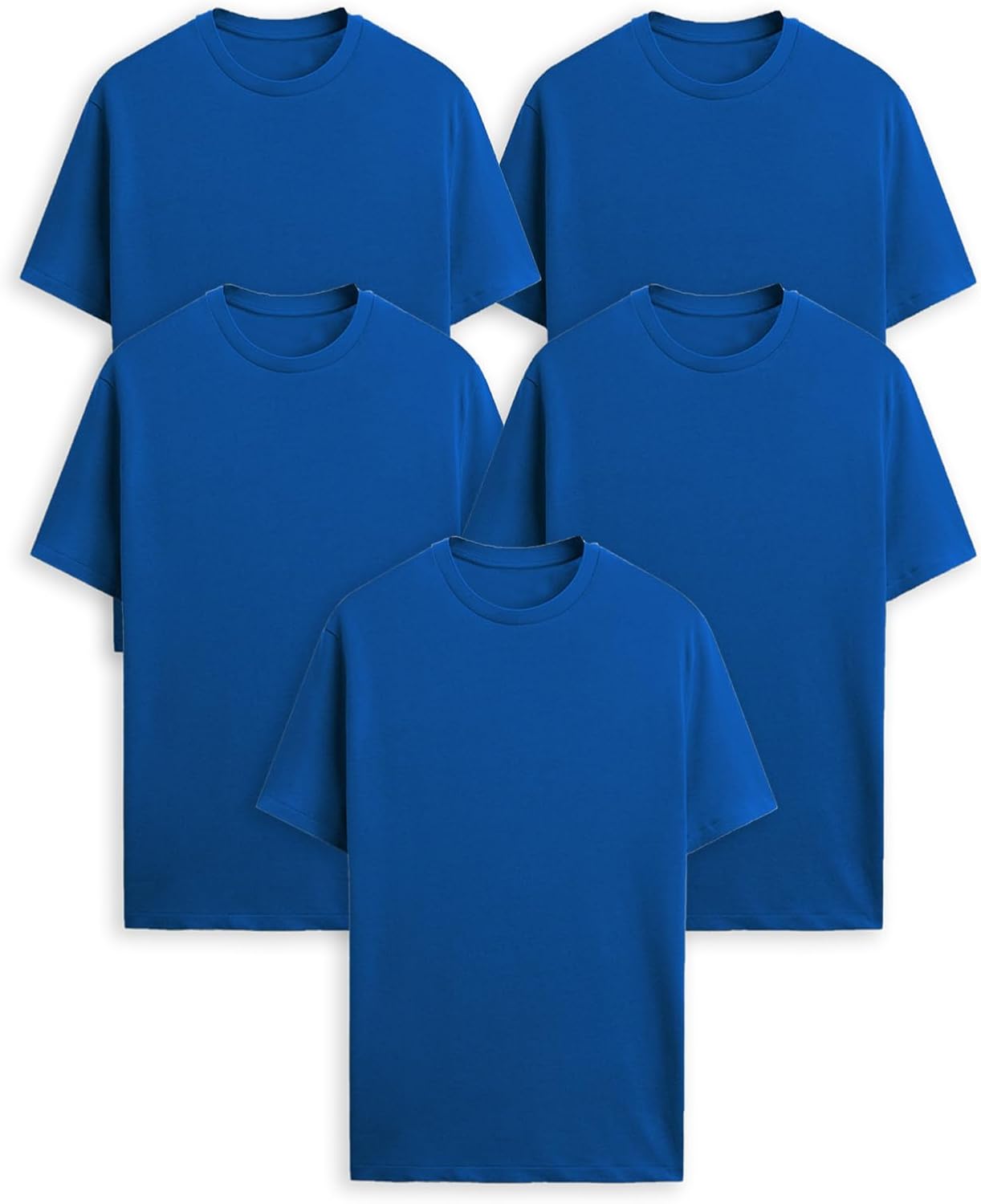 Generico T-Shirt Easy Fit, Pacco da 5 Magliette Uomo, Maniche Corte, 100% Cotone, vestibilità Regular, Unisex, Casual - Palestra - Sportivo - Urban