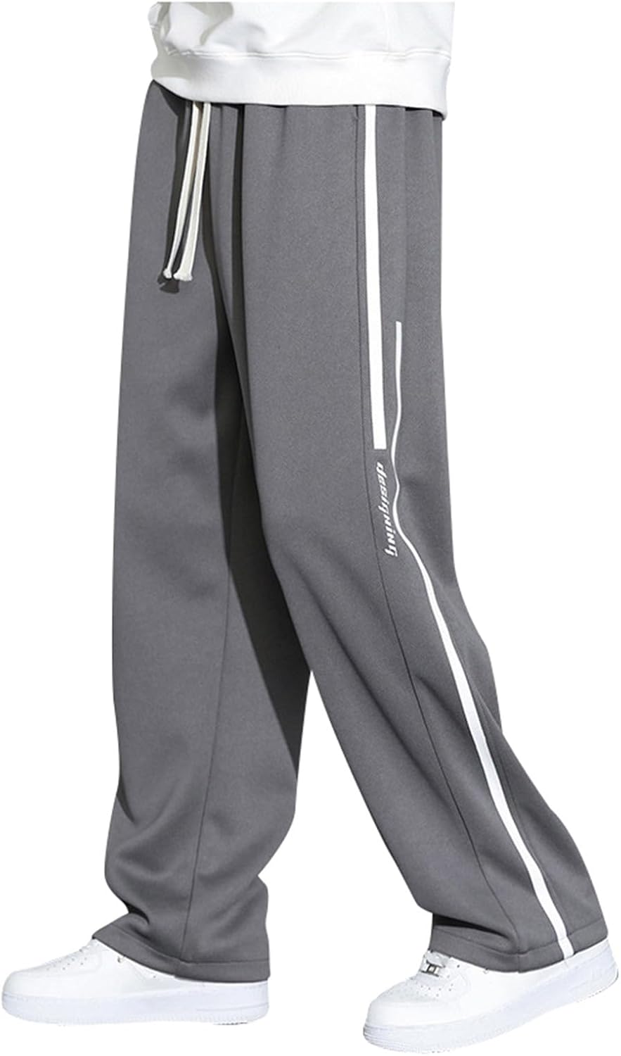 Baggy Pantaloni da jogging da uomo, dritti con strisce laterali, Y2k, alla moda, per skateboard, casual, semplici, pantaloni chino con elastico in vita, leggeri e larghi