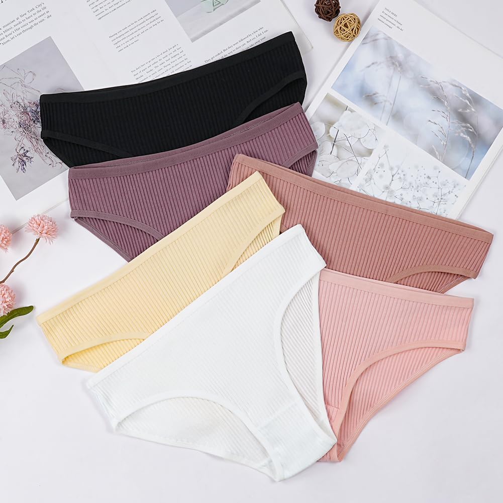 flintronic 6 Pezzi Slip Donna Cotone, Morbide e Comode Mutandine Elasticizzate in Traspirante Multipack