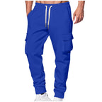 Pantaloni aderenti spessi Pantaloni Cargo da lavoro da uomo Pantaloni invernali con tasche Pantaloni da jogging con coulisse Casual e semplice tinta unita