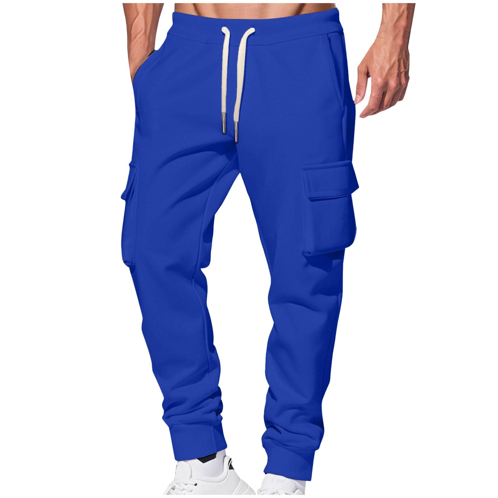 Pantaloni aderenti spessi Pantaloni Cargo da lavoro da uomo Pantaloni invernali con tasche Pantaloni da jogging con coulisse Casual e semplice tinta unita
