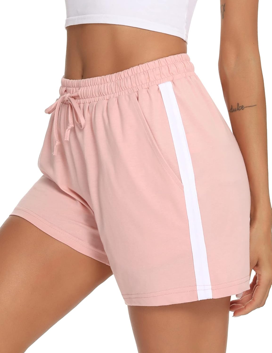 Litherday Pantaloncini Donna Estivi Cotone con Tasche Comodi Shorts Sportivi Morbidi per Casa Yoga Jogging Casual S-XXL