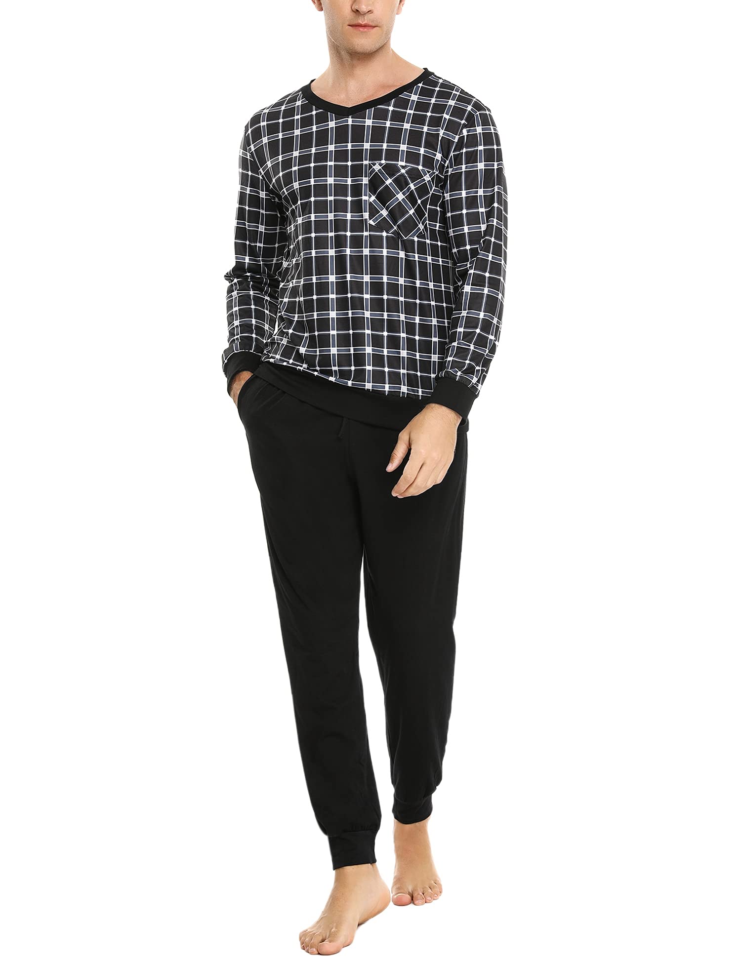 Sykooria Pigiama Uomo Invernali Pigiama Uomo Cotone Lungo Set Pigiama Caldo Pigiami da Uomo S-4XL