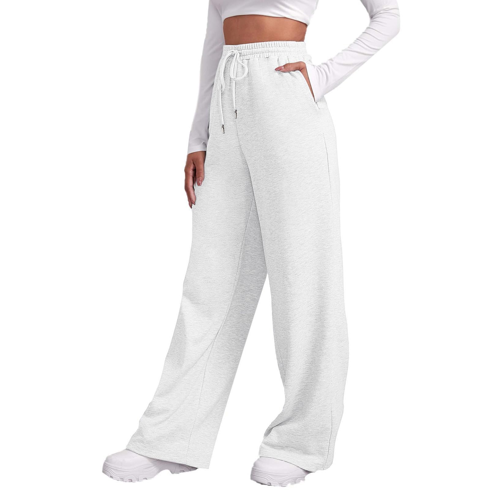 Pantaloni sportivi da donna in cotone lunghi Pantaloni della tuta con tasca Elastici Cordoncino Joggers per il tempo libero Corsa Jogging Fitness