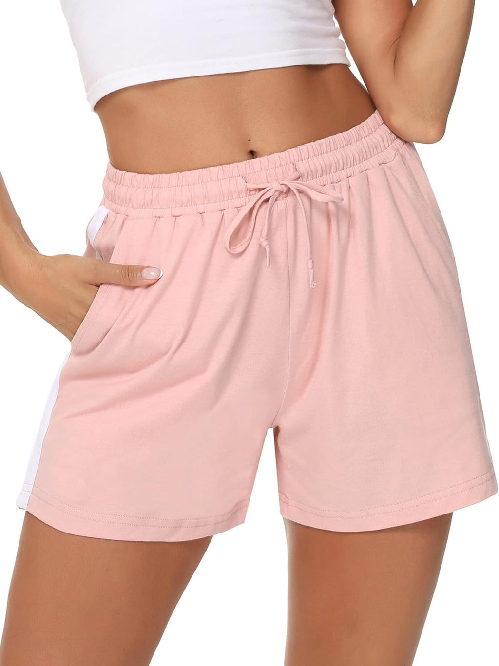 Litherday Pantaloncini Donna Estivi Cotone con Tasche Comodi Shorts Sportivi Morbidi per Casa Yoga Jogging Casual S-XXL