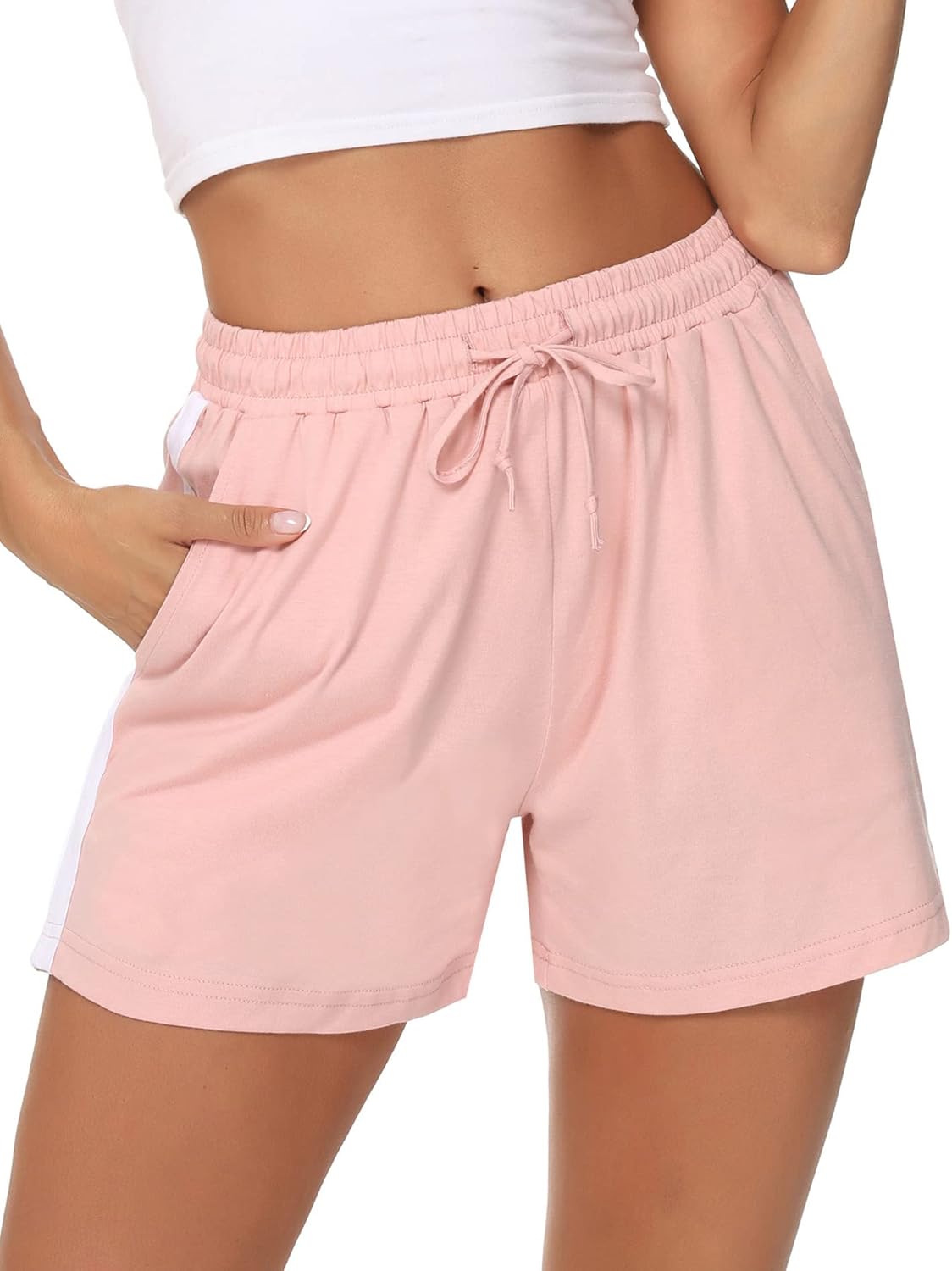 Litherday Pantaloncini Donna Estivi Cotone con Tasche Comodi Shorts Sportivi Morbidi per Casa Yoga Jogging Casual S-XXL