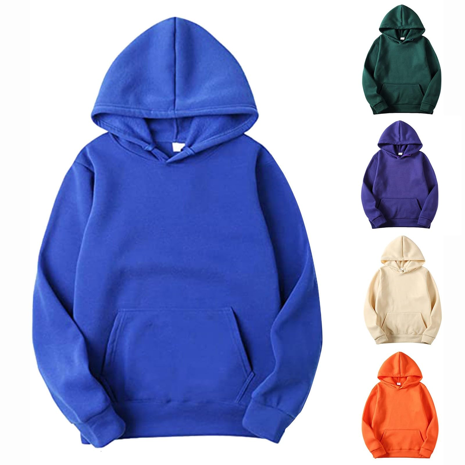 Generisch Felpa con cappuccio da uomo, 3 pezzi, con cappuccio, con tasche, in tinta unita, con cappuccio, casual, semplice e comoda