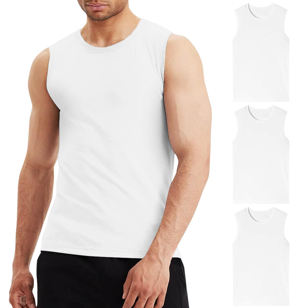 LiKing Pacco da 3/6 Canotta Uomo,100% Cotone,Tank Top Sportive Allenamento Canotte Elasticizzato Stringer Vest,Senza Maniche,con Scollo Rotondo,Casual Canotte estive Smanicato Uomo