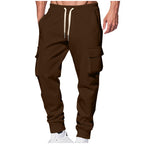 Pantaloni aderenti spessi Pantaloni Cargo da lavoro da uomo Pantaloni invernali con tasche Pantaloni da jogging con coulisse Casual e semplice tinta unita
