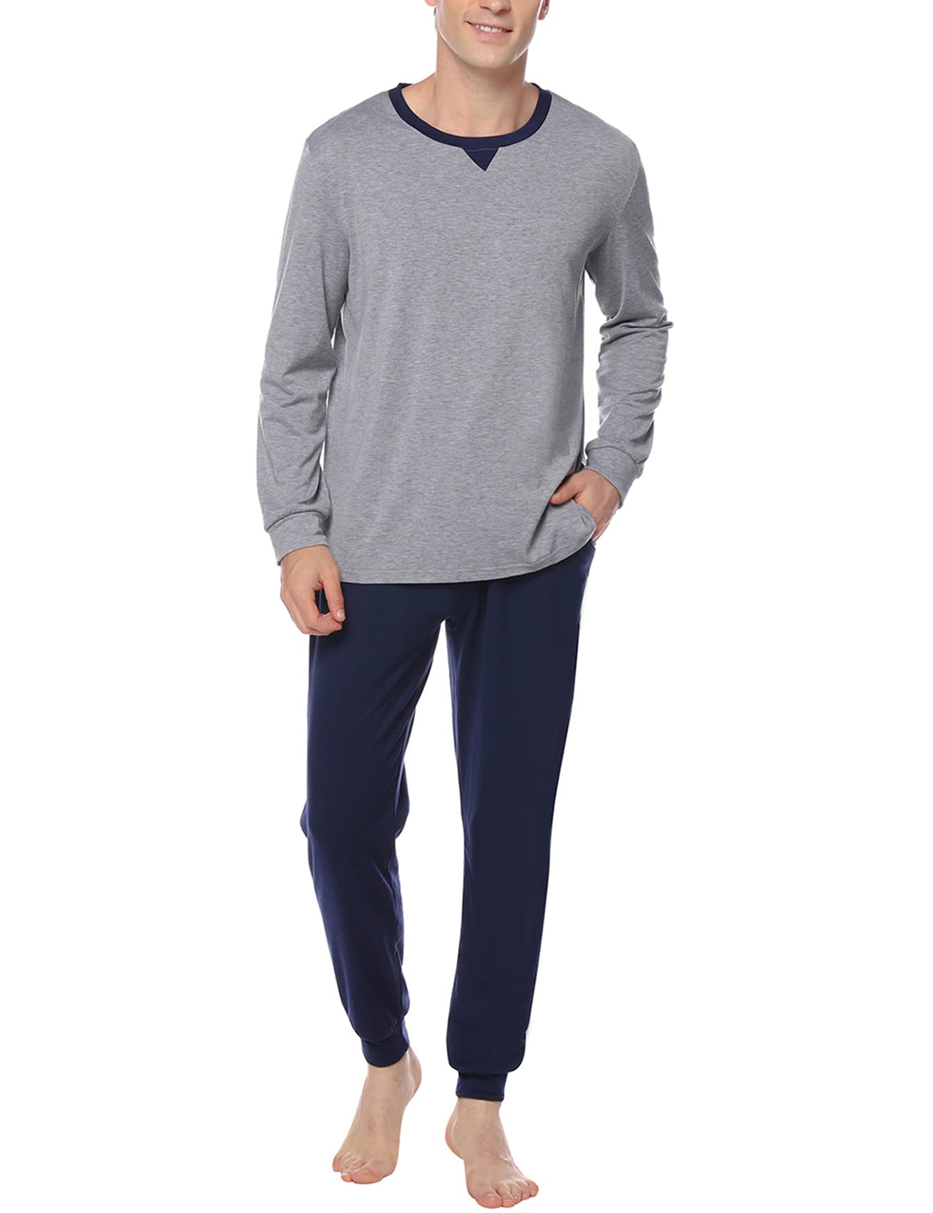 Sykooria Pigiama Uomo Invernali Pigiama Uomo Cotone Lungo Set Pigiama Caldo Pigiami da Uomo S-4XL