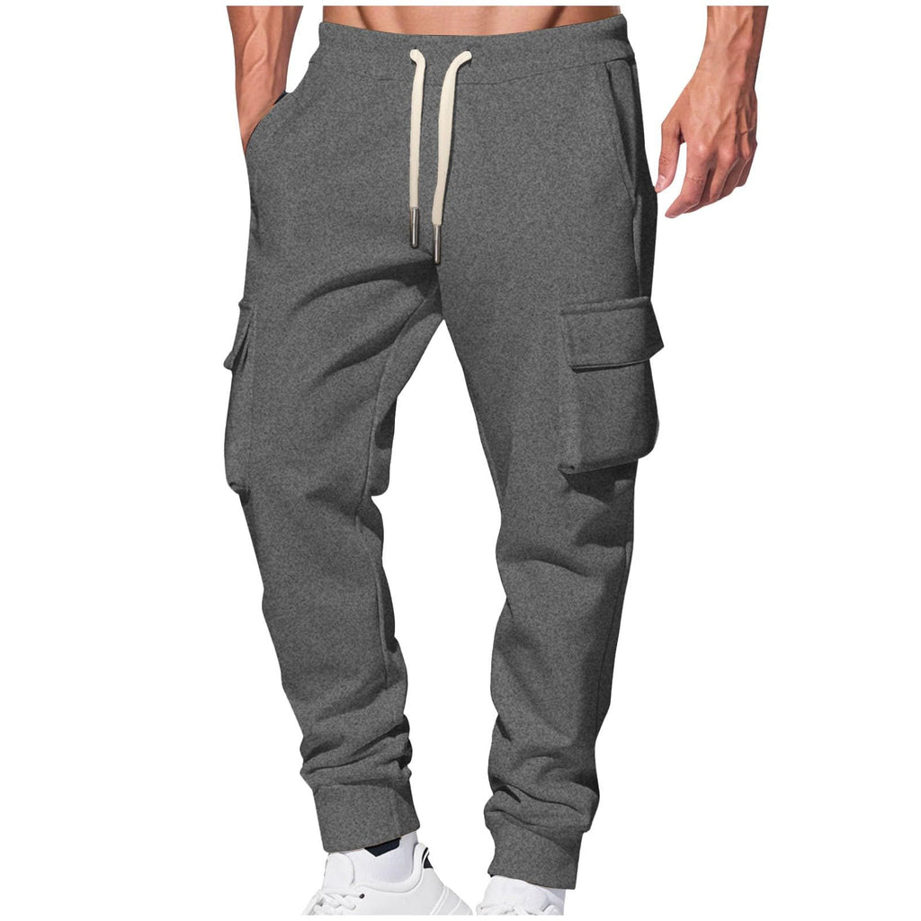 Pantaloni aderenti spessi Pantaloni Cargo da lavoro da uomo Pantaloni invernali con tasche Pantaloni da jogging con coulisse Casual e semplice tinta unita
