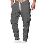 Pantaloni aderenti spessi Pantaloni Cargo da lavoro da uomo Pantaloni invernali con tasche Pantaloni da jogging con coulisse Casual e semplice tinta unita