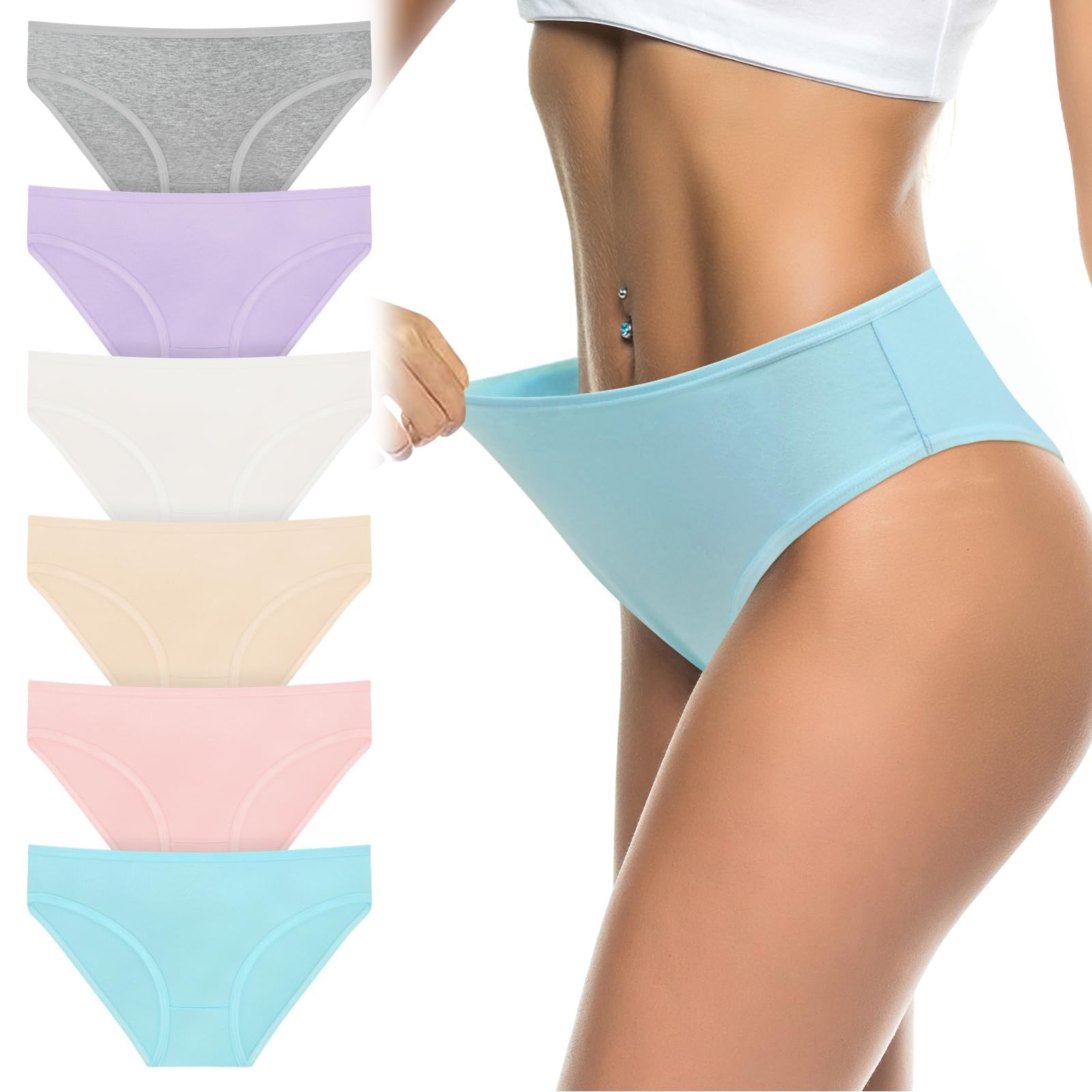 flintronic Slip Donna, Mutande Donna Cotone Vita Media, Mutandine Traspiranti, Intimo Elastico a Vita Medio-Bassa, Mutande Cotone Donna, Pacco da 6