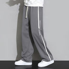 Baggy Pantaloni da jogging da uomo, dritti con strisce laterali, Y2k, alla moda, per skateboard, casual, semplici, pantaloni chino con elastico in vita, leggeri e larghi