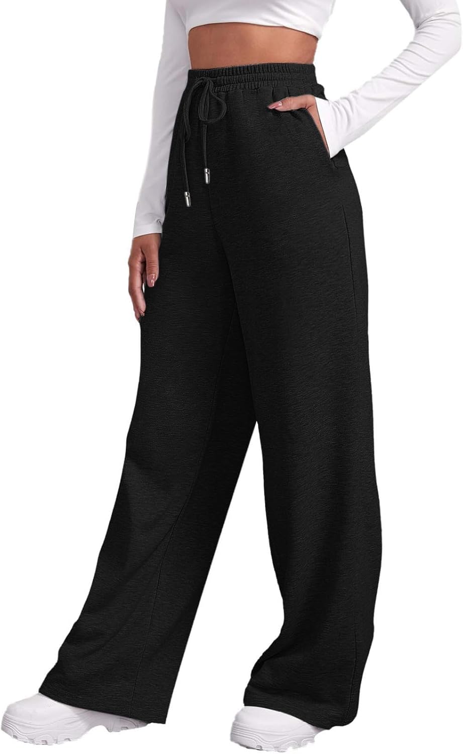 Pantaloni sportivi da donna in cotone lunghi Pantaloni della tuta con tasca Elastici Cordoncino Joggers per il tempo libero Corsa Jogging Fitness