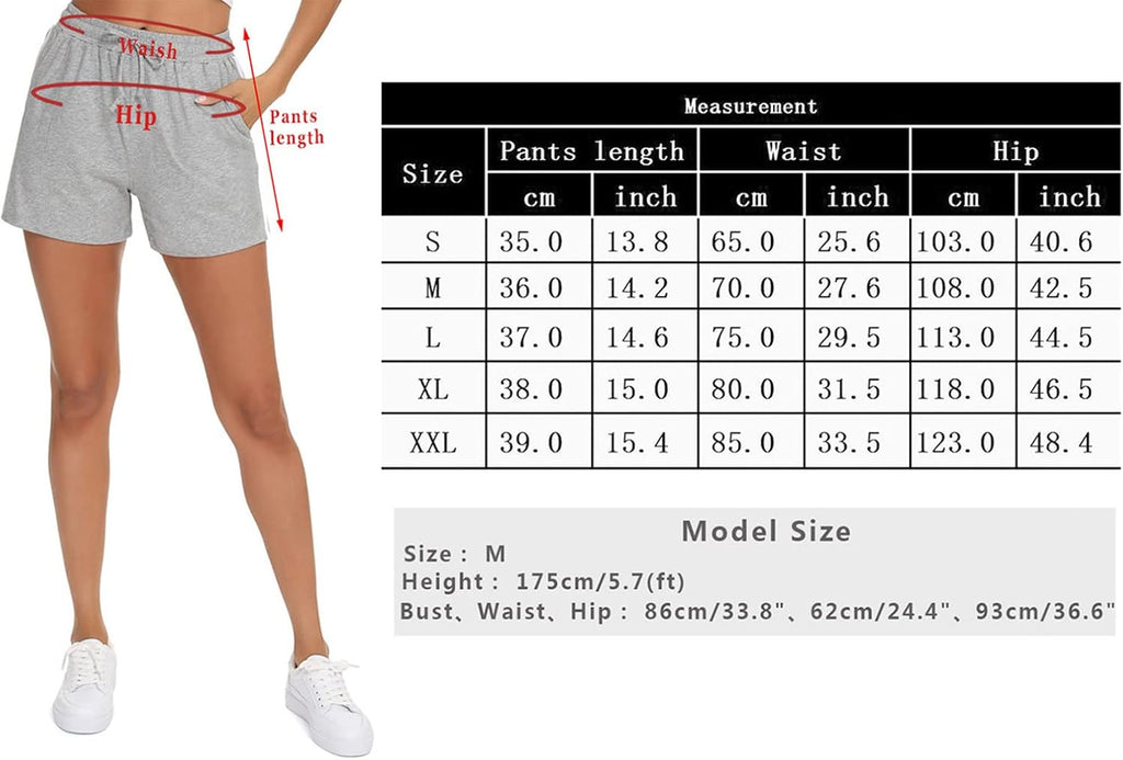 Litherday Pantaloncini Donna Estivi Cotone con Tasche Comodi Shorts Sportivi Morbidi per Casa Yoga Jogging Casual S-XXL