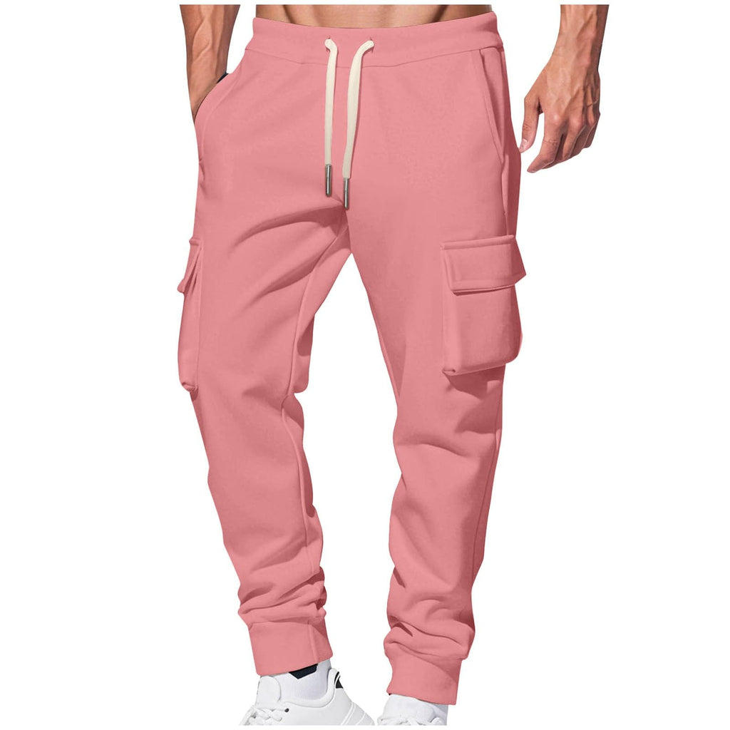 Pantaloni aderenti spessi Pantaloni Cargo da lavoro da uomo Pantaloni invernali con tasche Pantaloni da jogging con coulisse Casual e semplice tinta unita