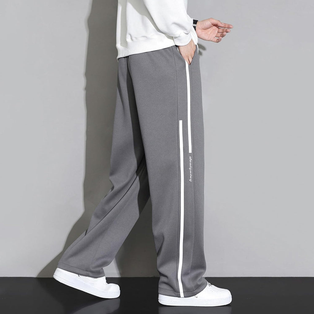Baggy Pantaloni da jogging da uomo, dritti con strisce laterali, Y2k, alla moda, per skateboard, casual, semplici, pantaloni chino con elastico in vita, leggeri e larghi