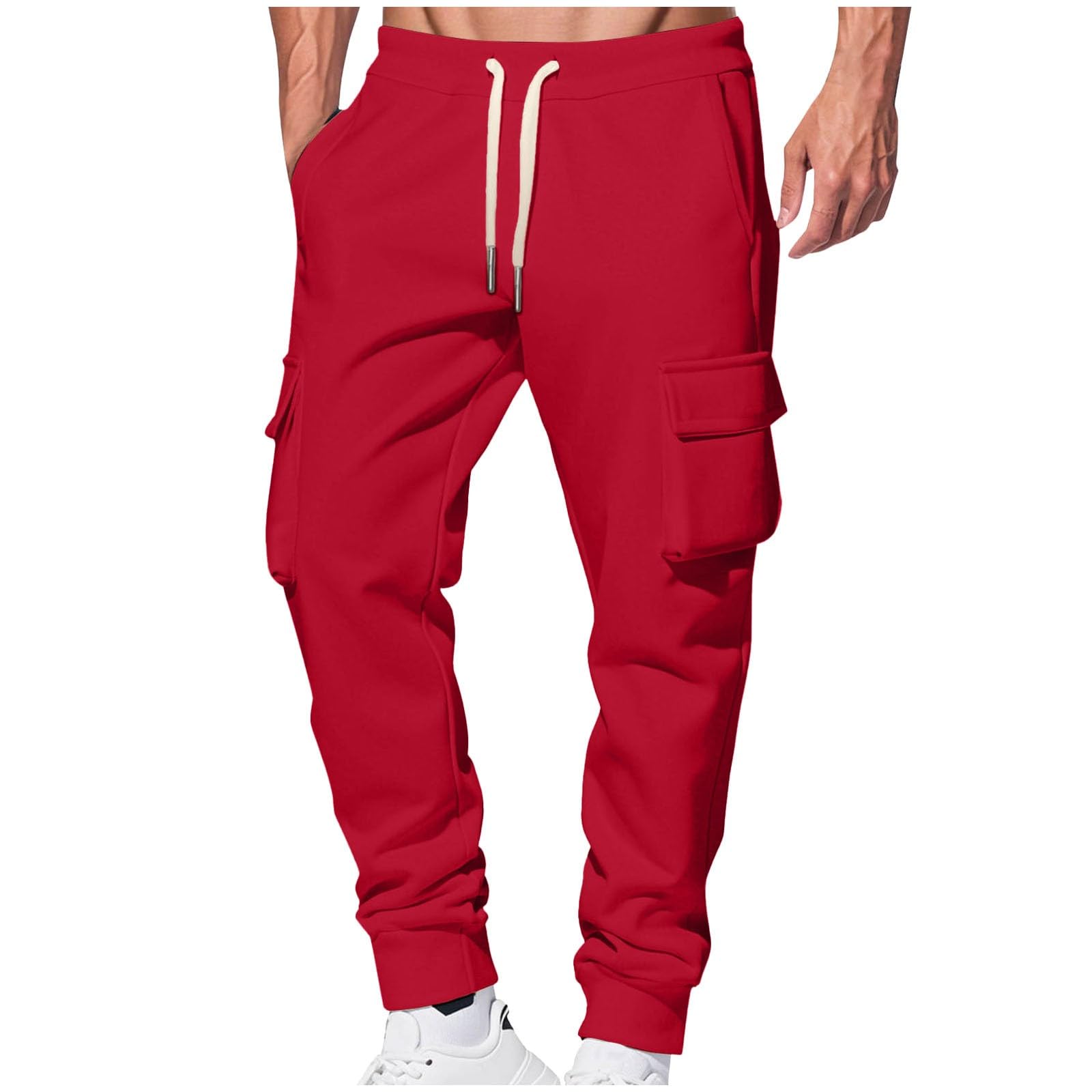 Pantaloni aderenti spessi Pantaloni Cargo da lavoro da uomo Pantaloni invernali con tasche Pantaloni da jogging con coulisse Casual e semplice tinta unita