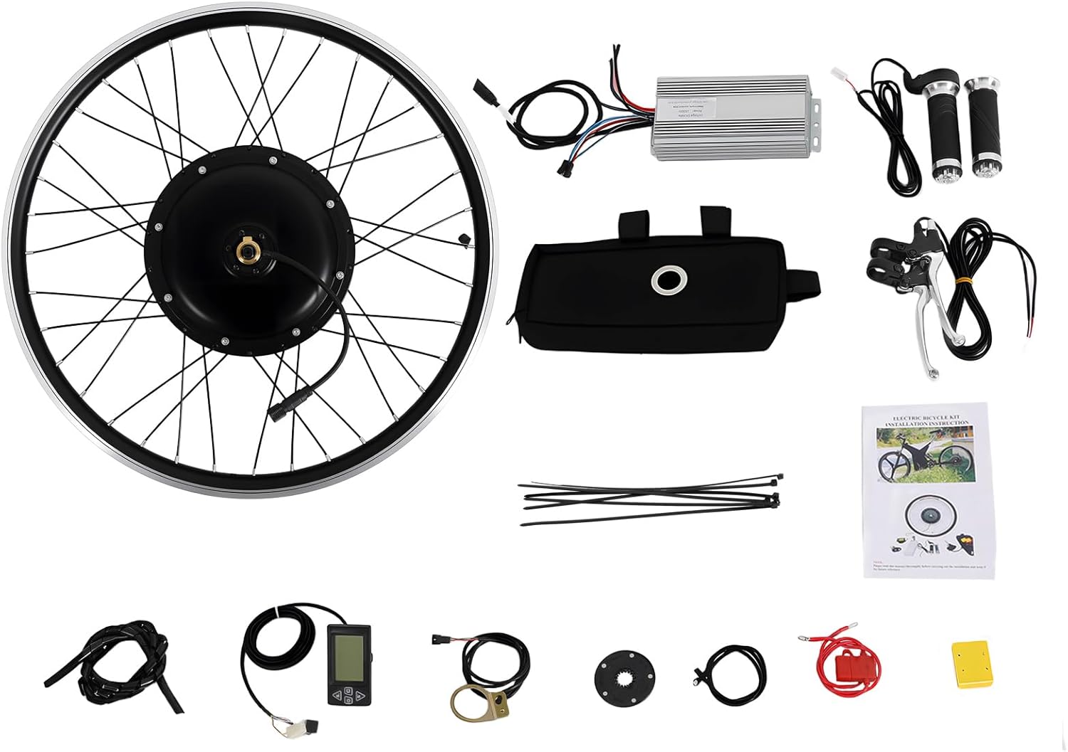 Kit di conversione Ebike da 26", 48 V, 1500 W, per bicicletta elettrica, kit di conversione per ruota posteriore, ruota anteriore