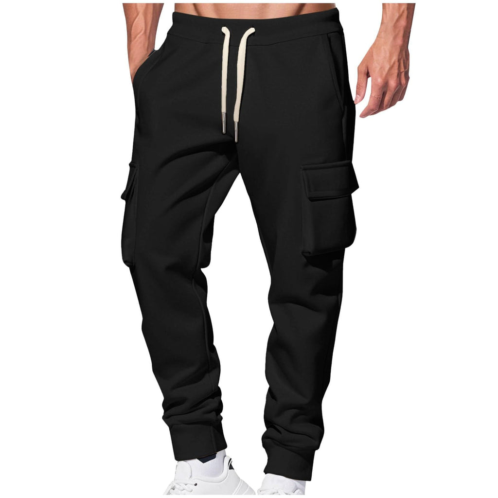 Pantaloni aderenti spessi Pantaloni Cargo da lavoro da uomo Pantaloni invernali con tasche Pantaloni da jogging con coulisse Casual e semplice tinta unita
