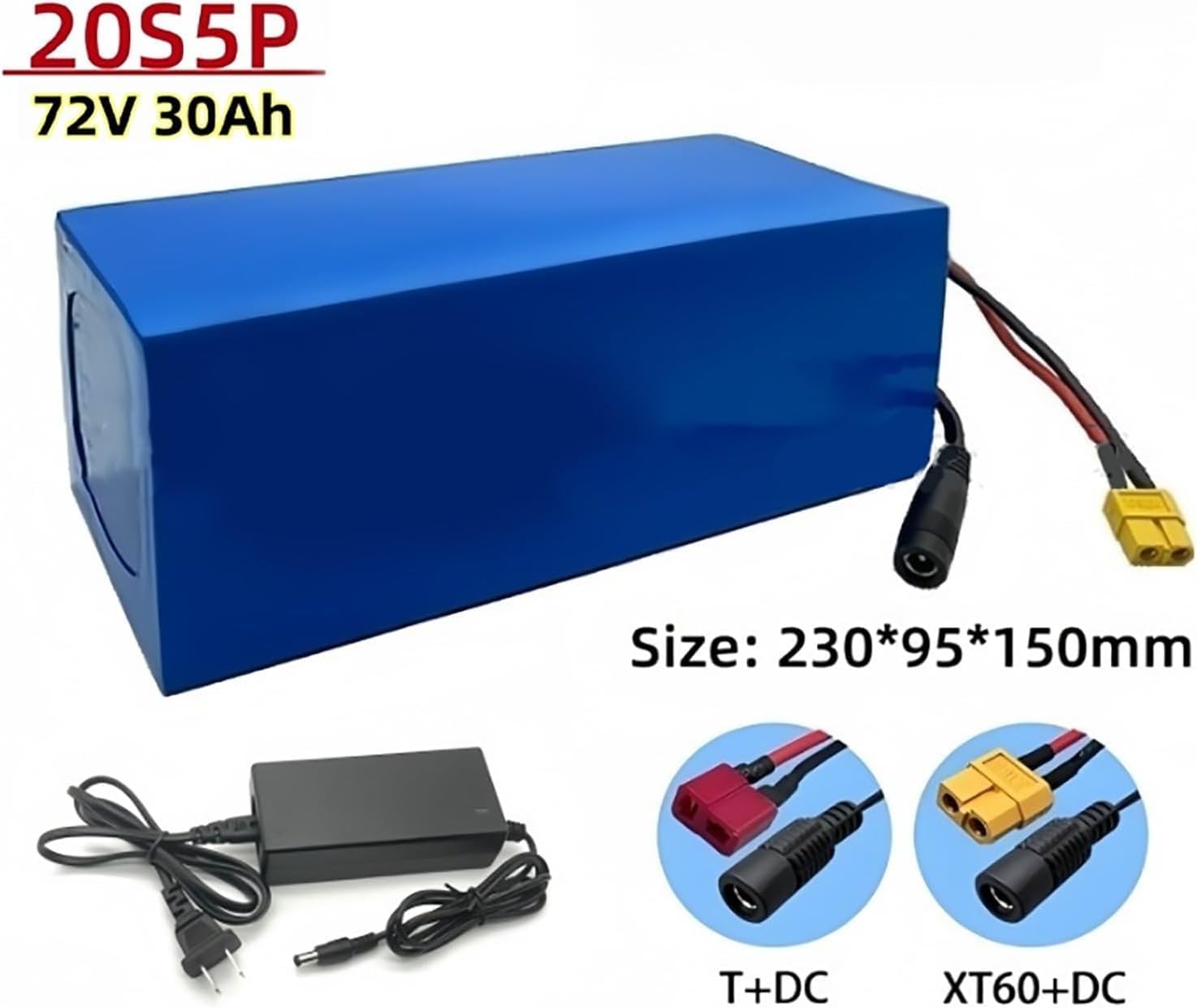 Batteria per Bici elettrica 72V 20Ah, Batterie da bicicletta 72V 20000MAh Impermeabile PVC Maniglia Portatile BMS incorporato per 1000W 750W 500W 350W 250W Motore