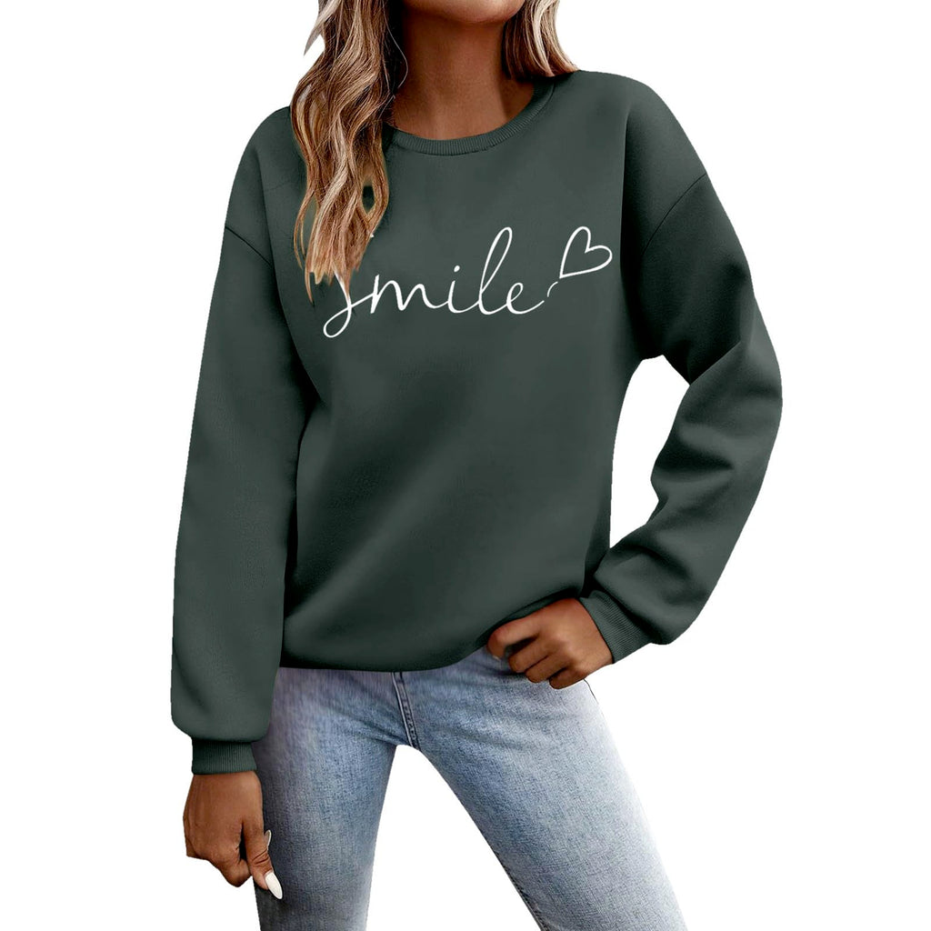 Felpa Donna - Felpa con Lettere Stampato Maniche Lunghe Girocollo Maglione Autunno Inverno Donna Lettere Stampato Comodo Casual Top Sportivo Streetwear Top