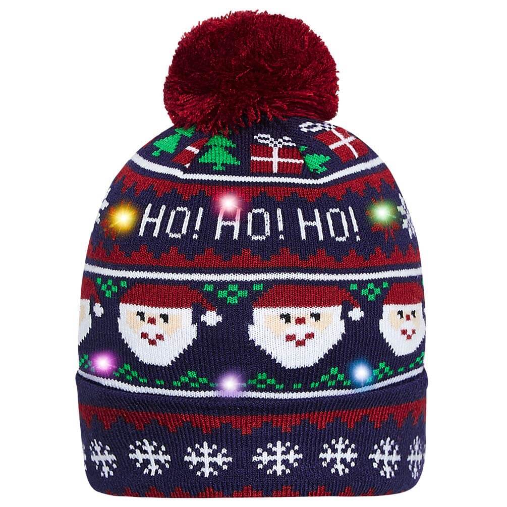 AIDEAONE LED Cappello da Festa per Maglione Brutto Illuminato a Maglia Berretti Natalizi per la Festa di Natale