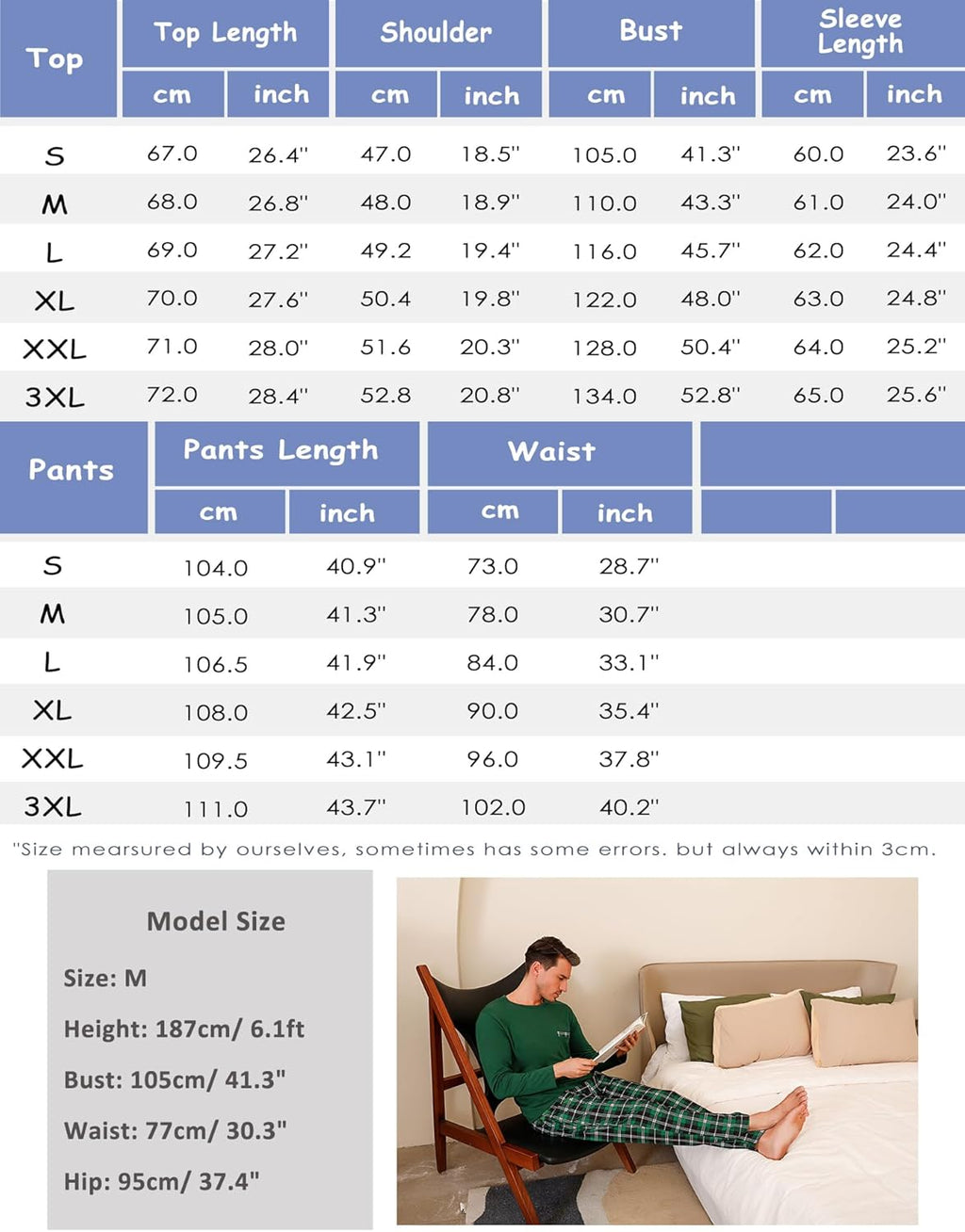 Sykooria Pigiama Uomo Invernali Pigiama Uomo Cotone Lungo Set Pigiama Caldo Pigiami da Uomo S-4XL
