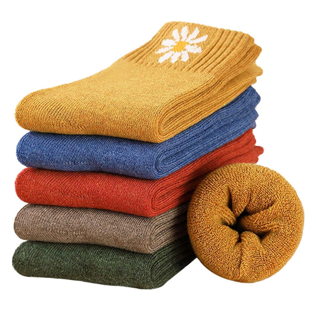 Hocerlu Calze Termiche Donna, 5 Paia Calzini Calde Invernali Donna, Calzettoni Termici Spugna Morbidi Comodi, Per Passeggiate Escursioni Lavoro Regali, Taglia 35-42