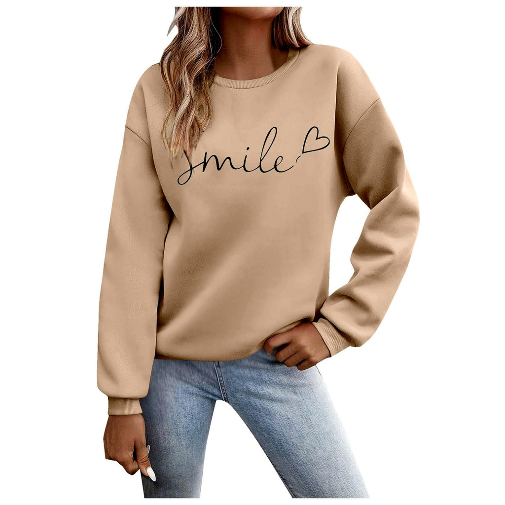 Felpa Donna - Felpa con Lettere Stampato Maniche Lunghe Girocollo Maglione Autunno Inverno Donna Lettere Stampato Comodo Casual Top Sportivo Streetwear Top