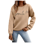 Felpa Donna - Felpa con Lettere Stampato Maniche Lunghe Girocollo Maglione Autunno Inverno Donna Lettere Stampato Comodo Casual Top Sportivo Streetwear Top