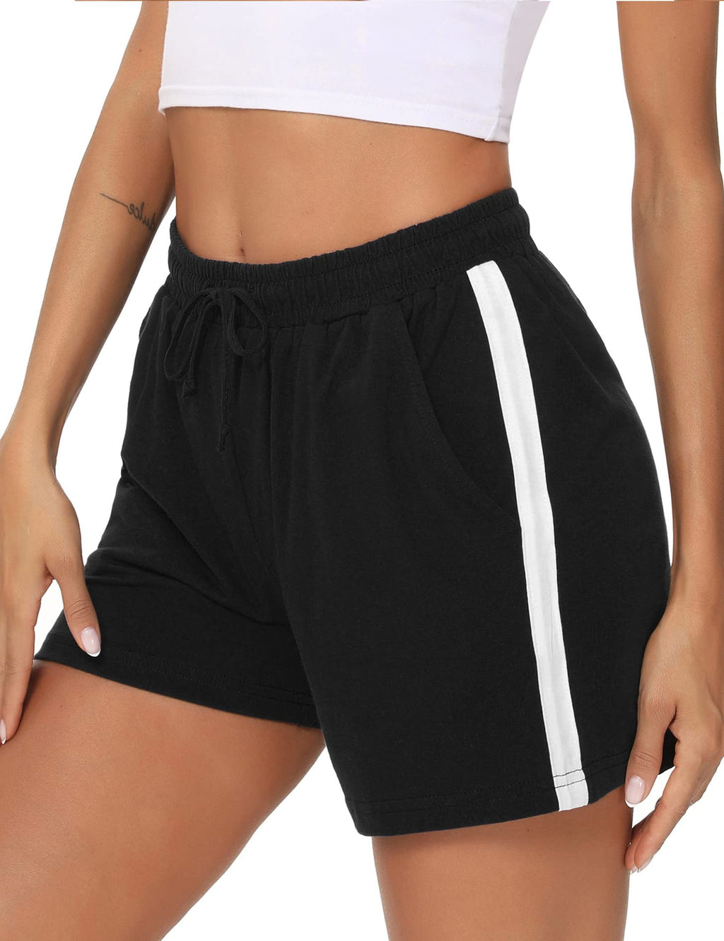 Litherday Pantaloncini Donna Estivi Cotone con Tasche Comodi Shorts Sportivi Morbidi per Casa Yoga Jogging Casual S-XXL