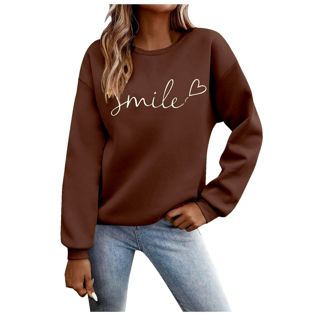 Felpa Donna - Felpa con Lettere Stampato Maniche Lunghe Girocollo Maglione Autunno Inverno Donna Lettere Stampato Comodo Casual Top Sportivo Streetwear Top