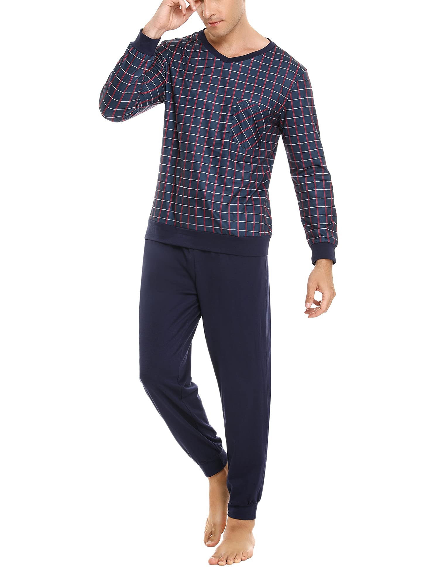 Sykooria Pigiama Uomo Invernali Pigiama Uomo Cotone Lungo Set Pigiama Caldo Pigiami da Uomo S-4XL