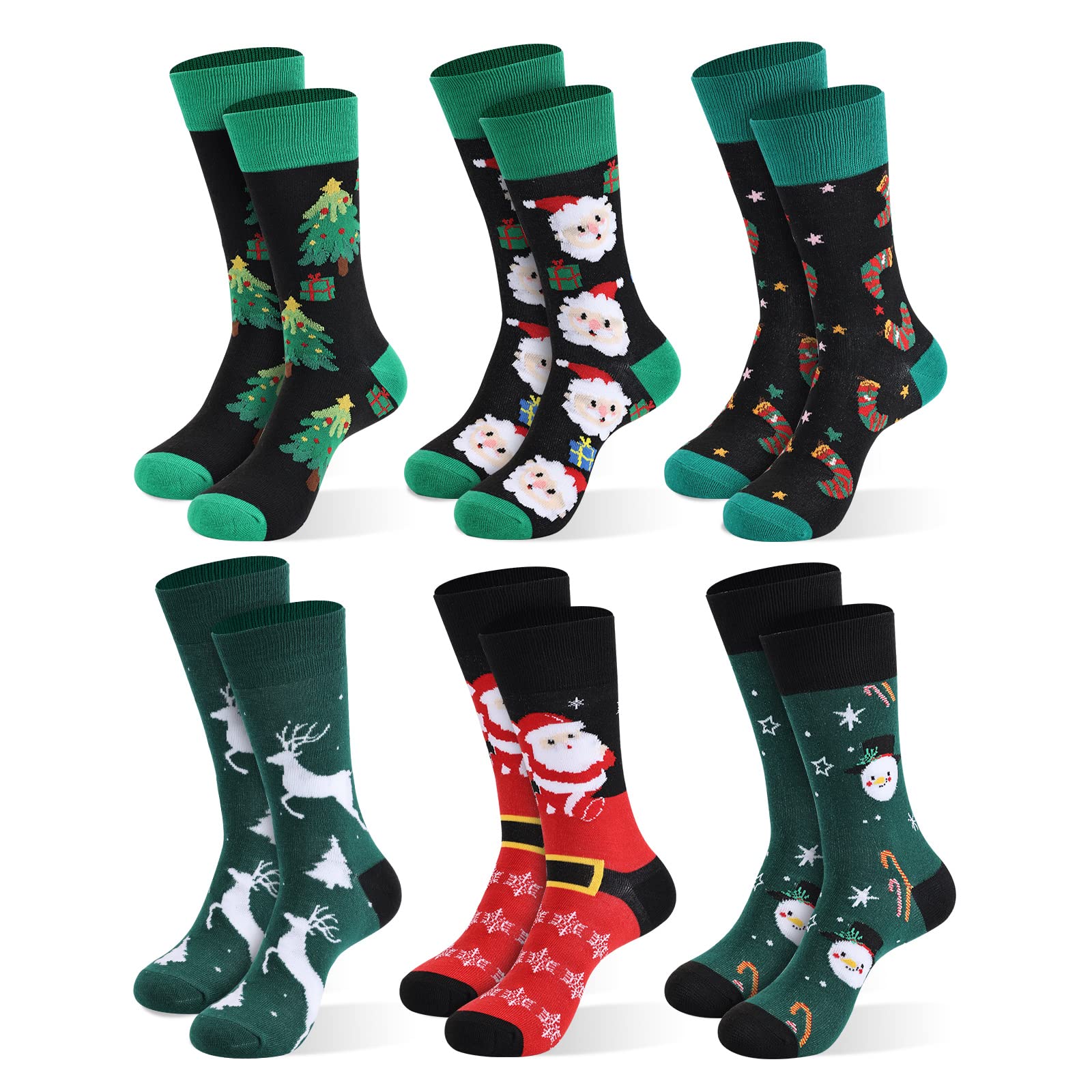 Calze di Natale per gli uomini, 6 Pack Mens Calze di Natale, Calze di Natale IT Taglia 37-46